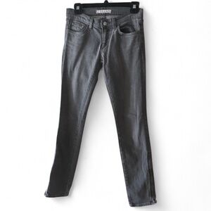 J BRAND GRAY SKINNY ANKLE ZIPPER DENIM JEANS SIZE 25 GRUNGE NEUTRAL MOTO